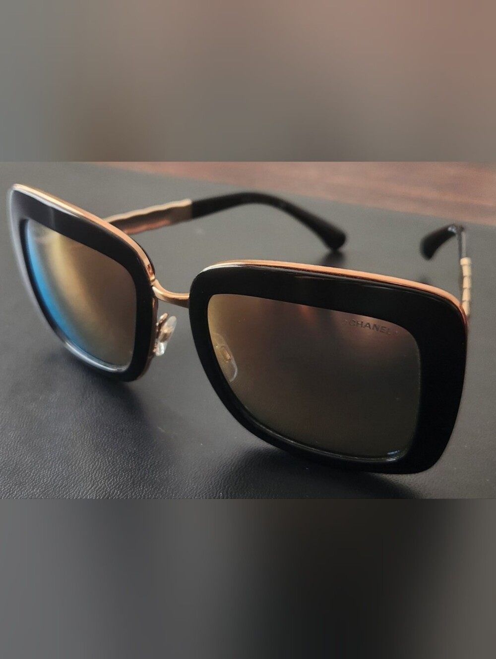 Chanel 5369 Black Rose Gold Mirrored Square Sunglasses